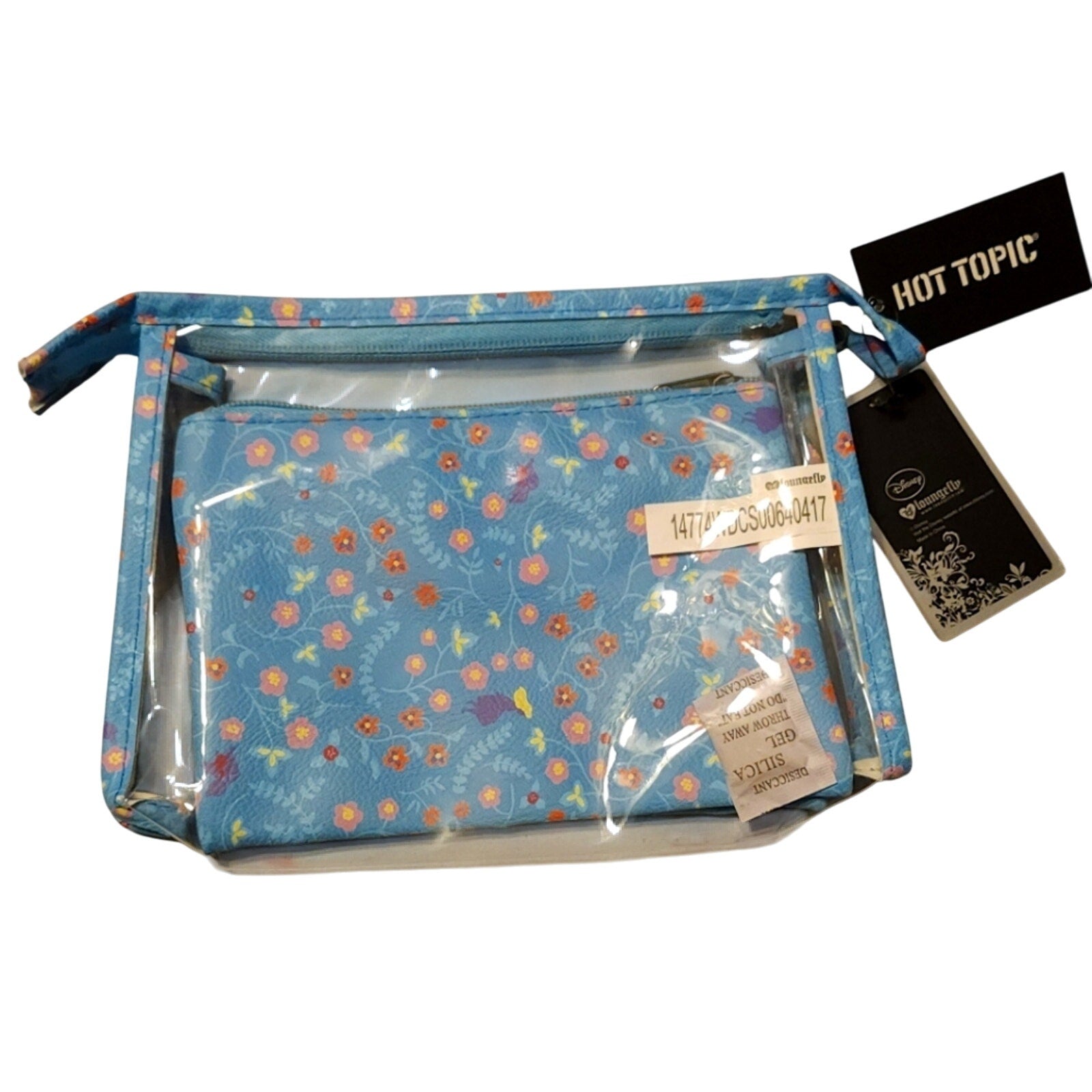 NWT Loungefly Disney Heart Logo Alice in Wonderland 3‑Pc Makeup Bag Set