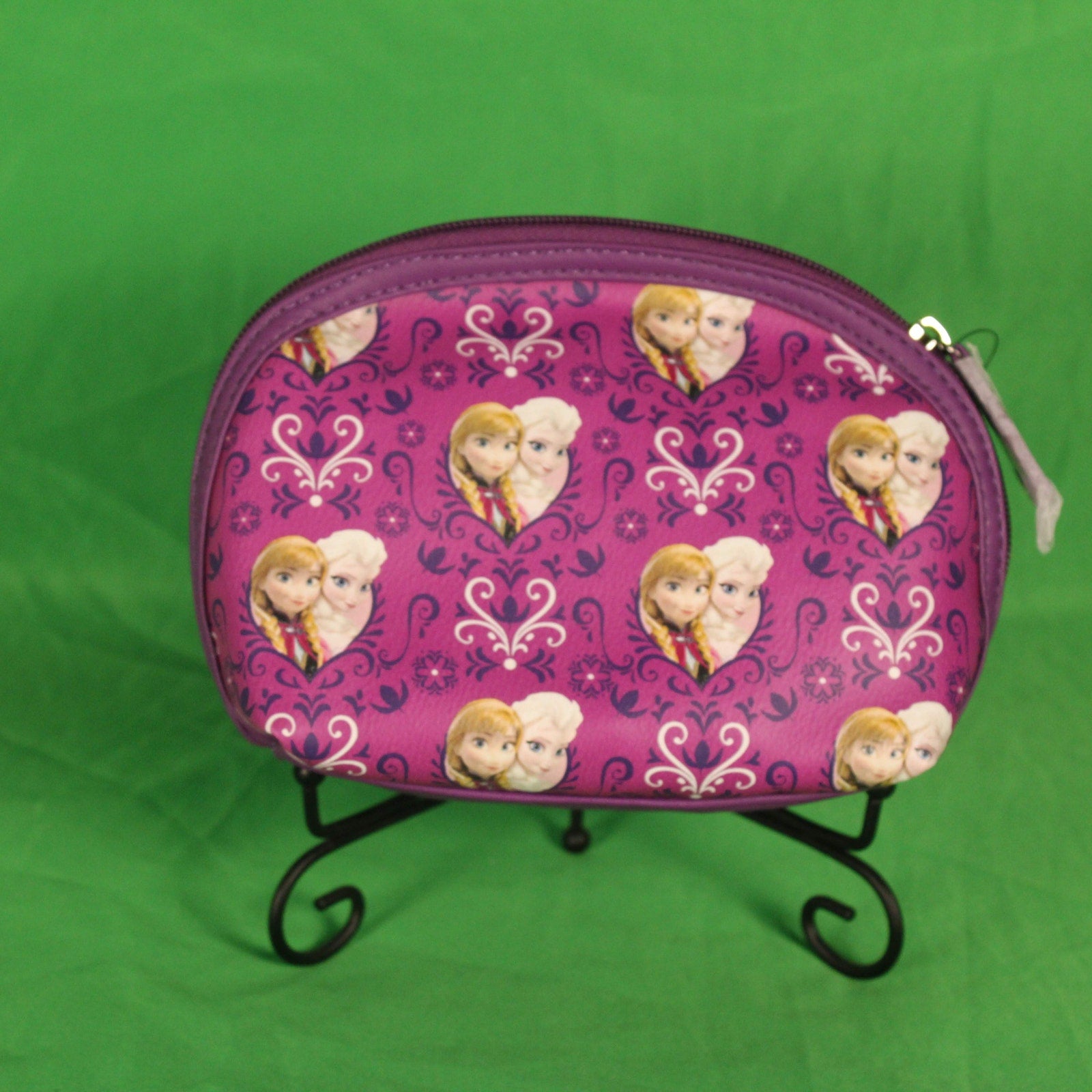 Loungefly Disney Frozen Heart Logo Makeup Bag • 2014 • Purple Faux Leather • NWT