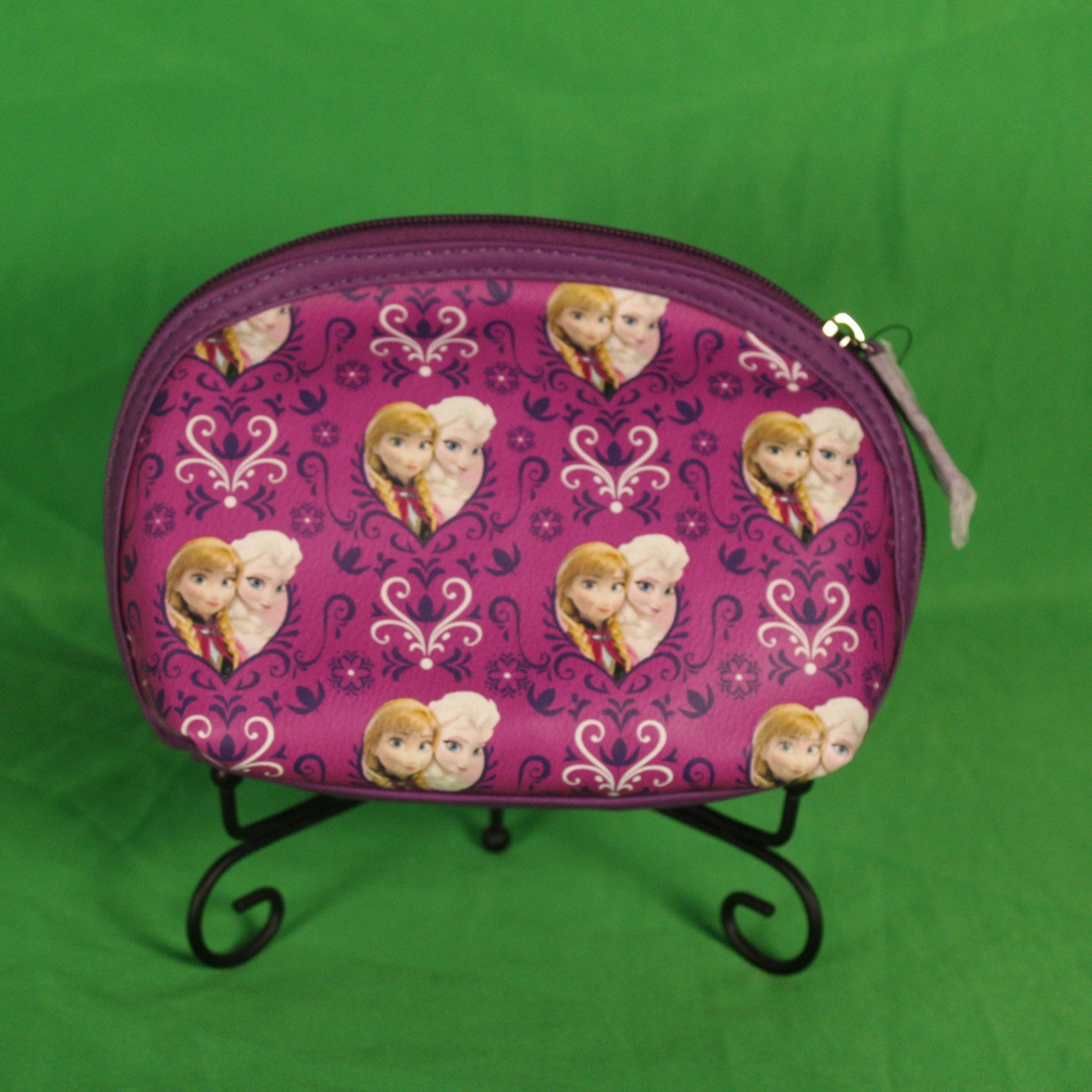 Loungefly Disney Frozen Heart Logo Makeup Bag • 2014 • Purple Faux Leather • NWT