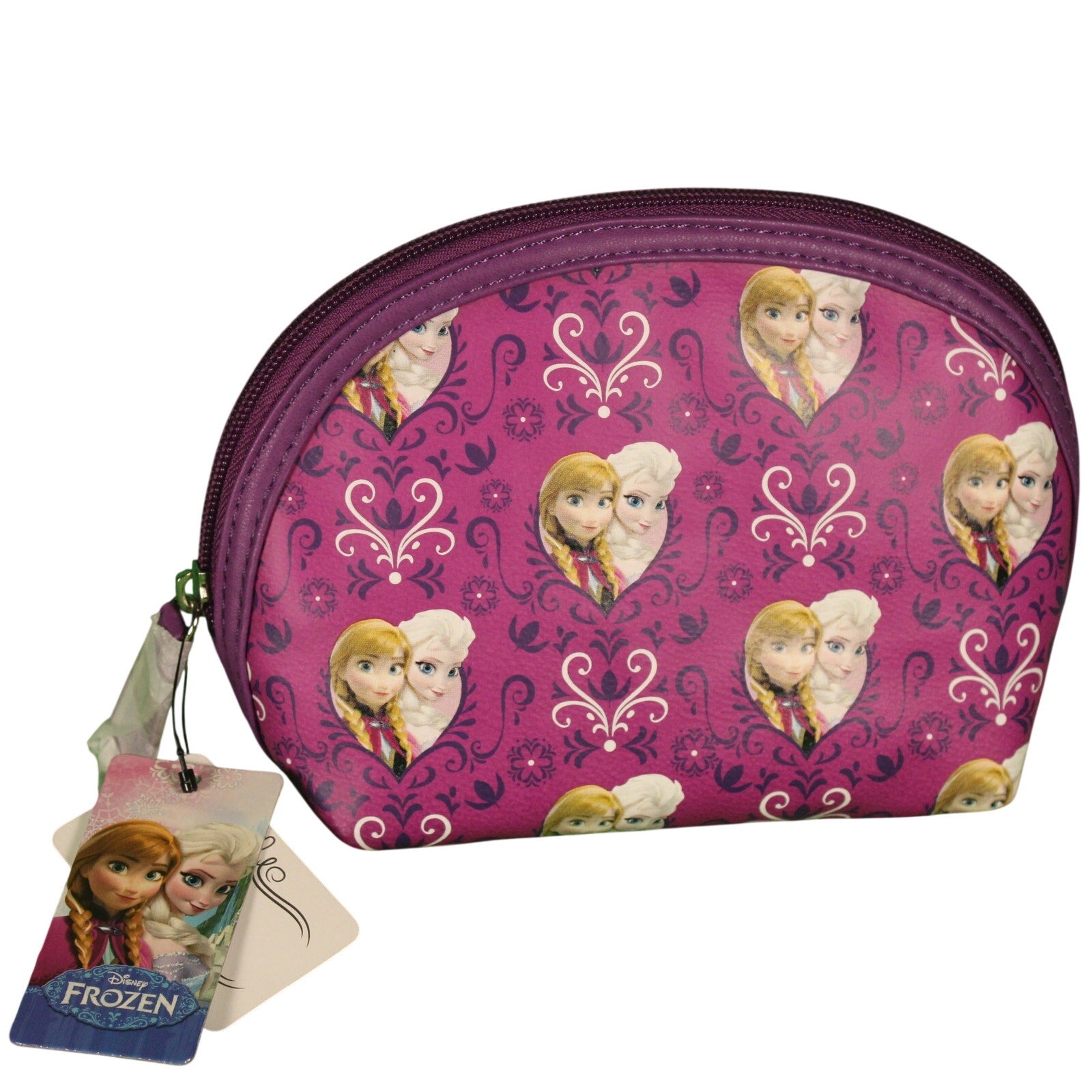 Loungefly Disney Frozen Heart Logo Makeup Bag • 2014 • Purple Faux Leather • NWT